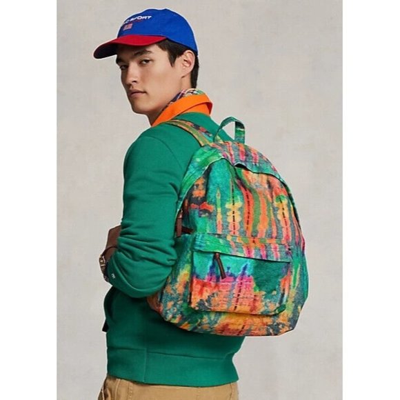 POLO Ralph Lauren Canvas Tie Dye Canvas Backpack  Adult Bookbag MSRP $148 - Picture 2 of 8
